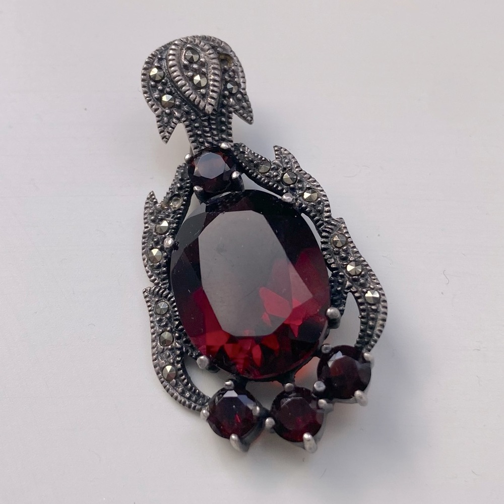 Antique Silver and Stone Pendant Charm